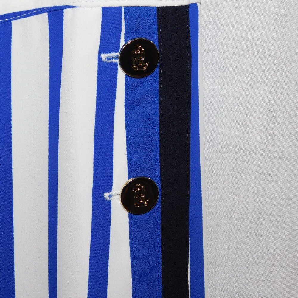 Lauren Ralph Lauren Womens 6 Blue White Striped Wide Leg Pant High Rise - Picture 8 of 16